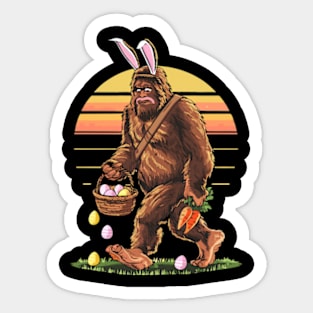 Funny Bigfoot Easter Basket Bunny Bigfoot Boys Vintage Retro Sticker